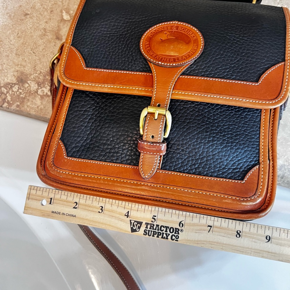 Dooney & Bourke Black and Tan Leather Messenger Bag - Picture 14 of 15